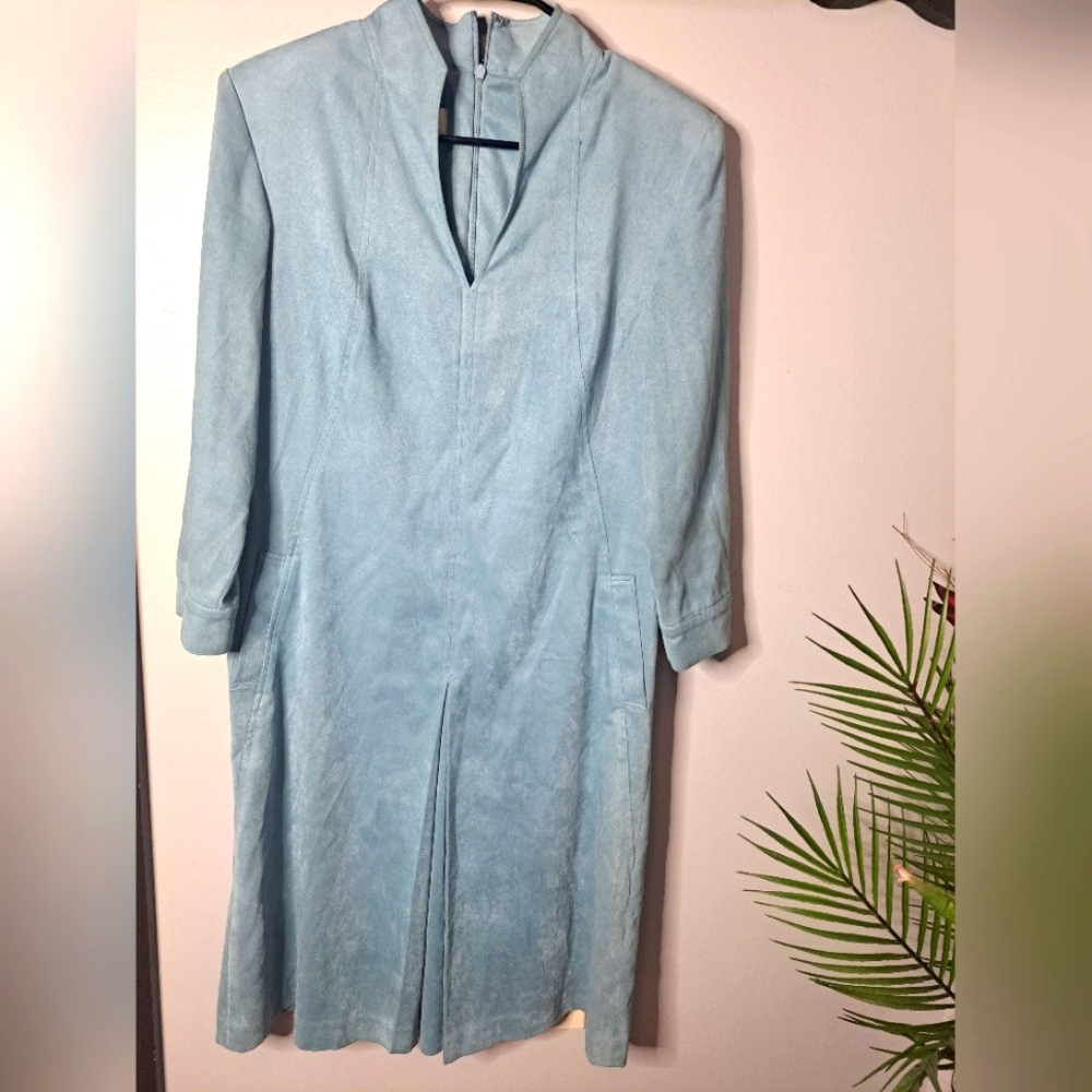 TALBOTS VINTAGE ULTRASUEDE Blue DRESS Size 10